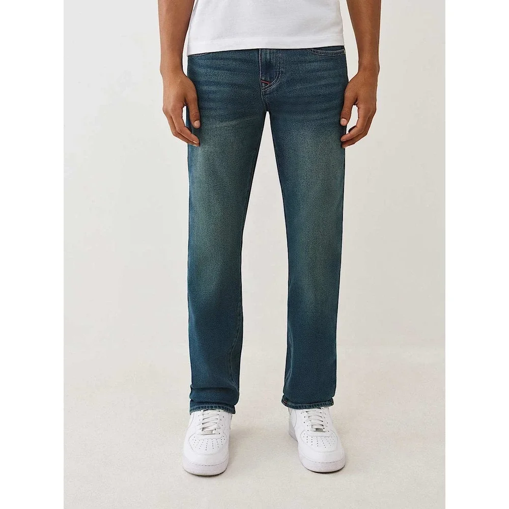 True Religion Ricky Relaxed Straight Jeans Mens 40 Medium Wash Blue Denim